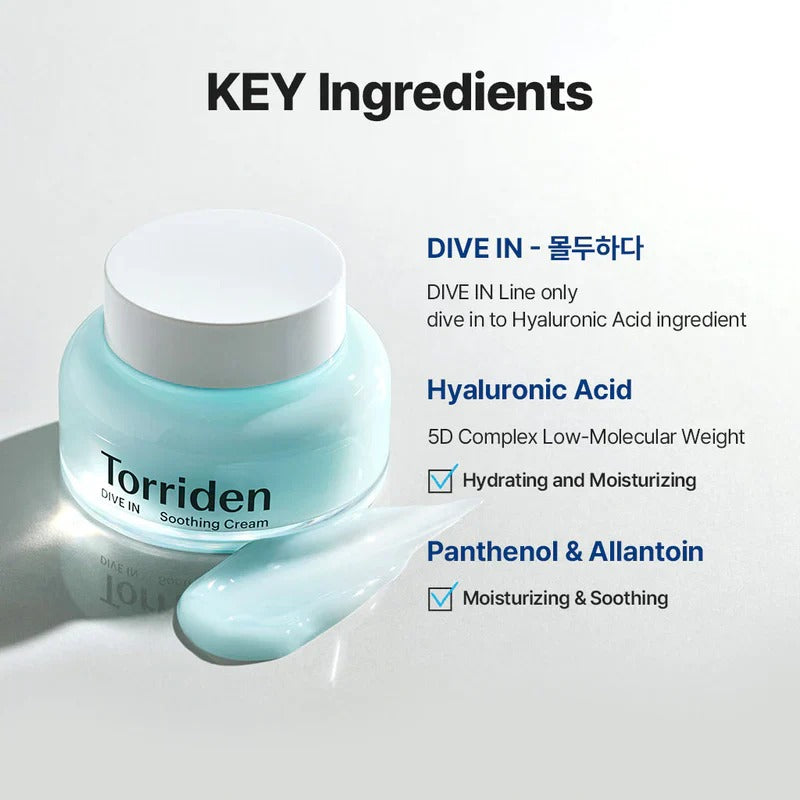 Torriden - DIVE-IN Low Molecular Hyaluronic Acid Soothing Cream